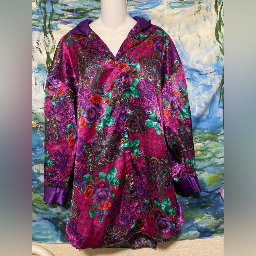 Victoria's Secret Fuchsia Satin Floral Cover up